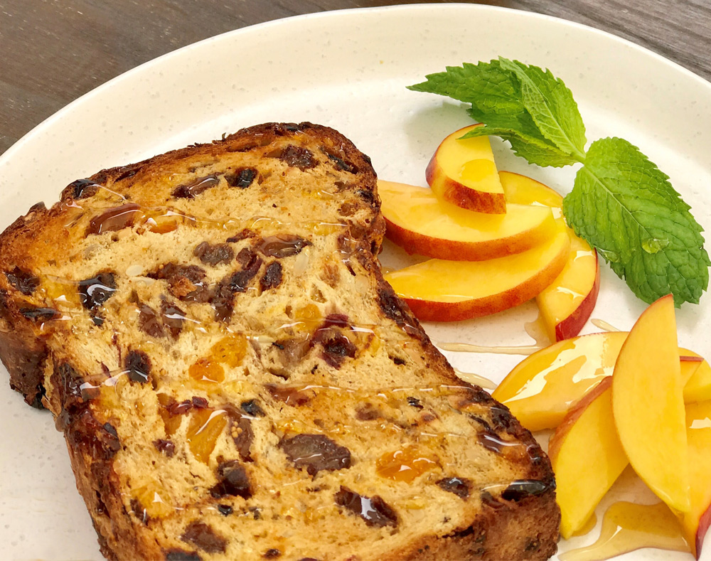 Chunky fruit loaf with peach honey